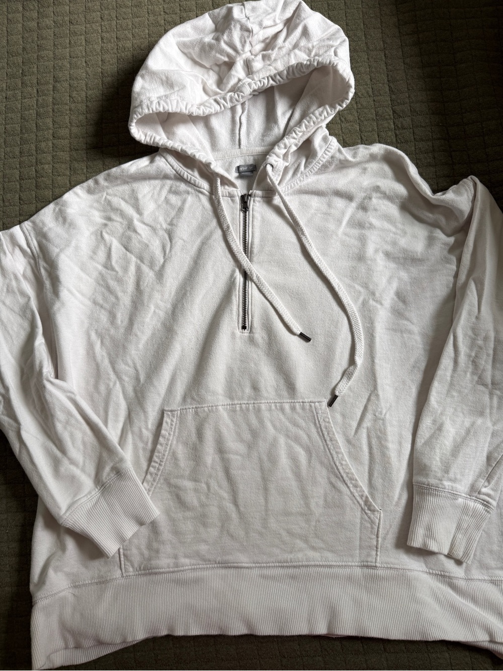 aerie White Half-Zip Light Hooded Beach Sweatshirt